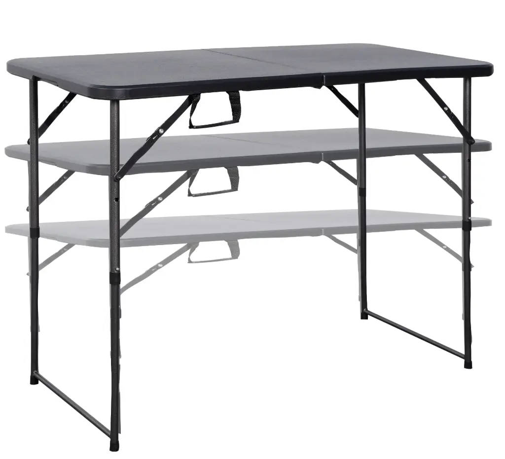Height-adjustable folding table 