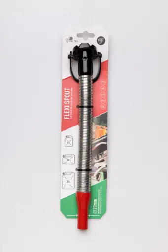 Pouring spout with flexible metal tube for petrol